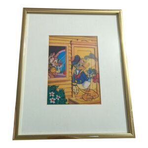Vintage Disney Donald Duck Daisy Duck 3D Lenticular Framed Art, Retro Wall Decor